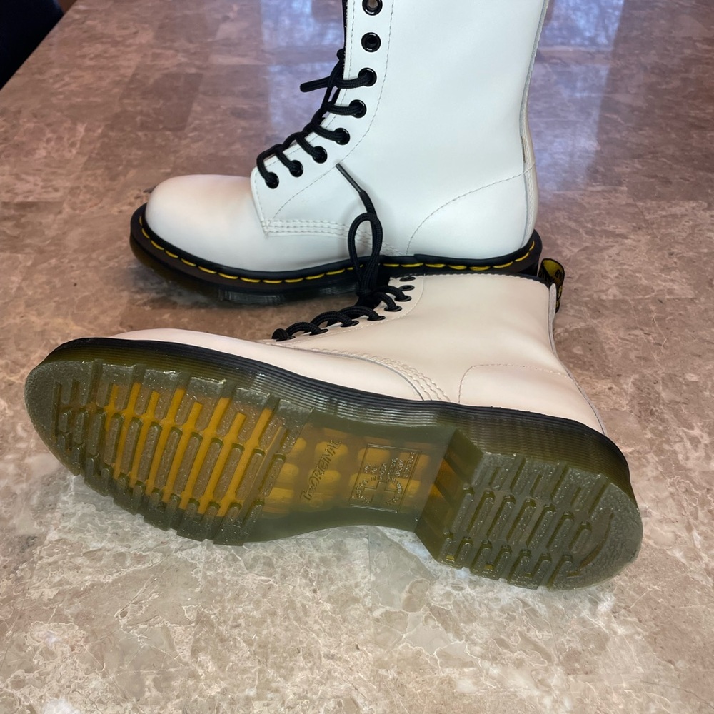 Dr. Martens White Leather Moto Boots - Picture 3 of 3